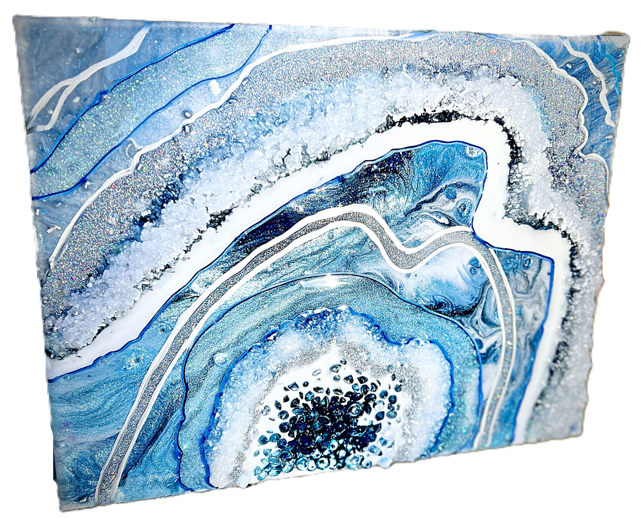Blue geode inspired wall art Blue geode inspired wall art with layers and crystals