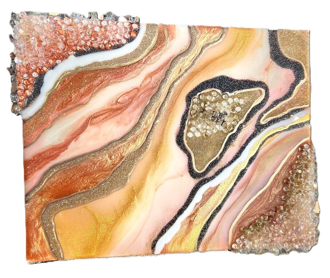 Gold geode inspired wall art Gold geode inspired wall art with layers and crystals